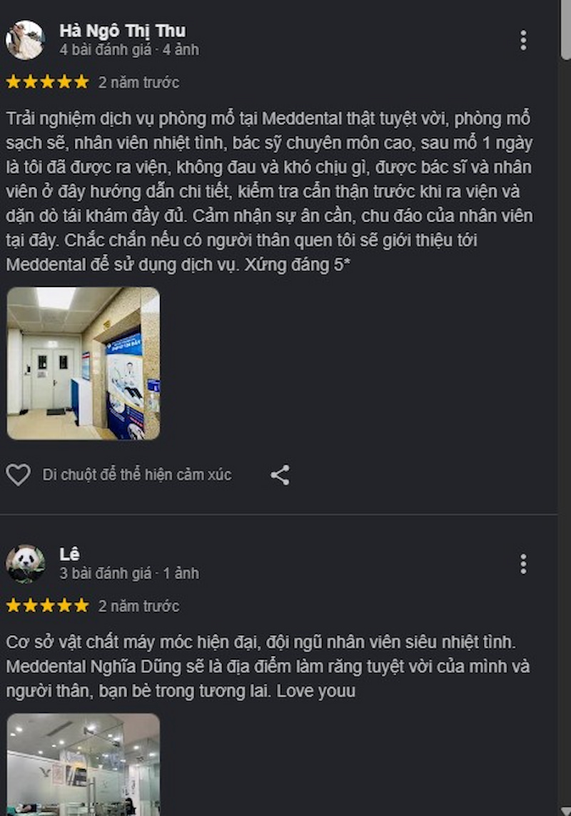 Những đánh giá của khách hàng về nha khoa Medlatec