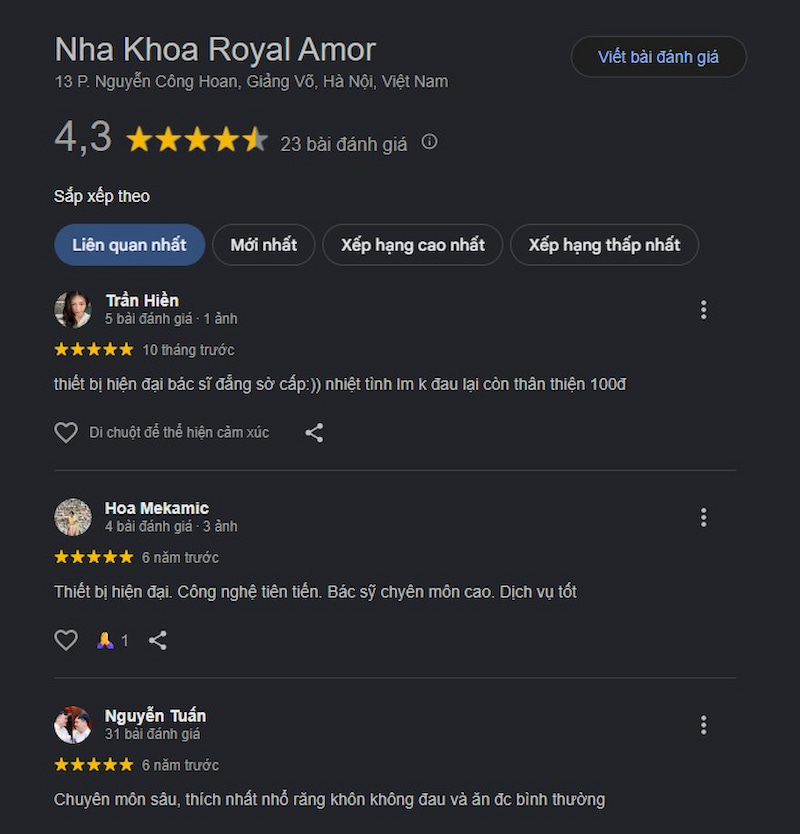 Đánh giá khách hàng 