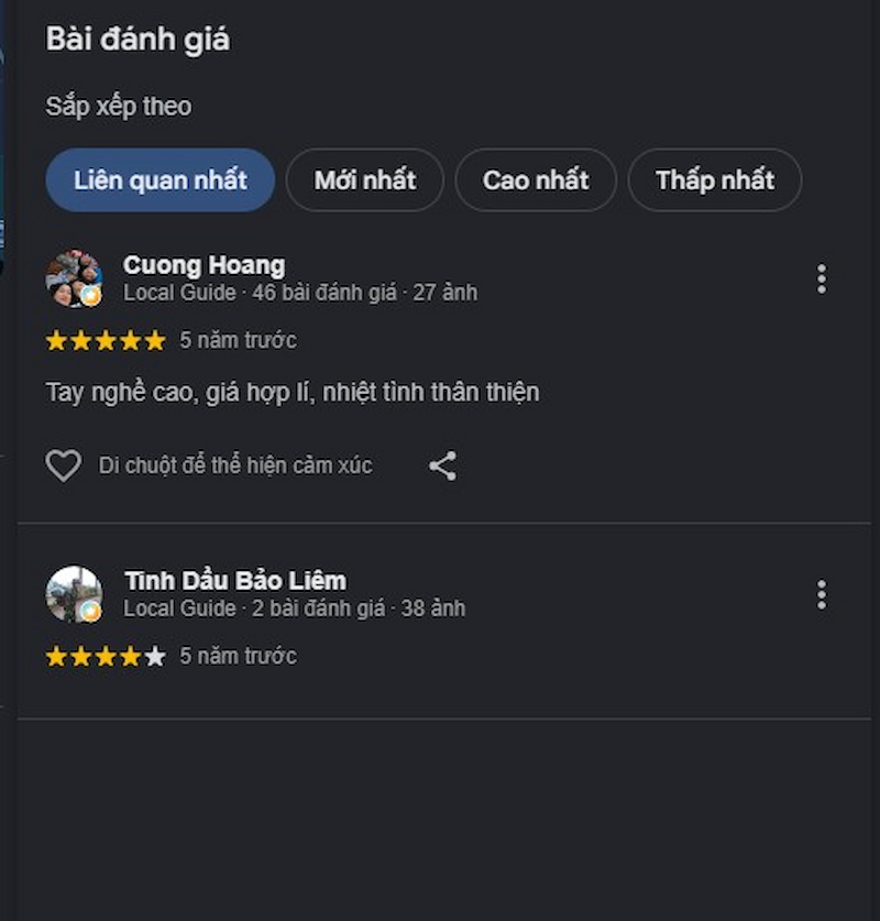 Đánh giá khách hàng