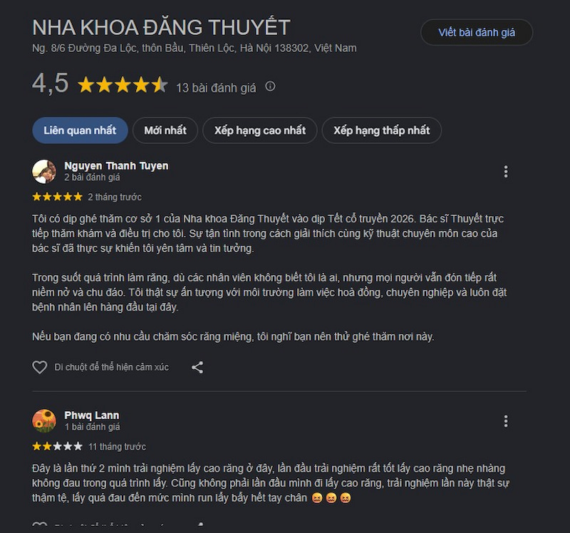 Đánh giá khách hàng