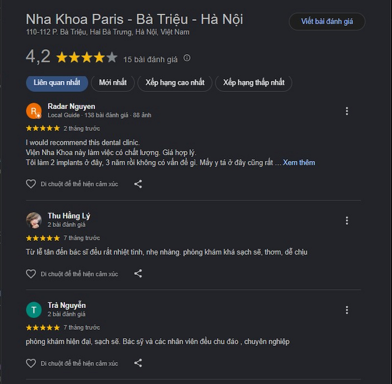 Đánh giá khách hàng