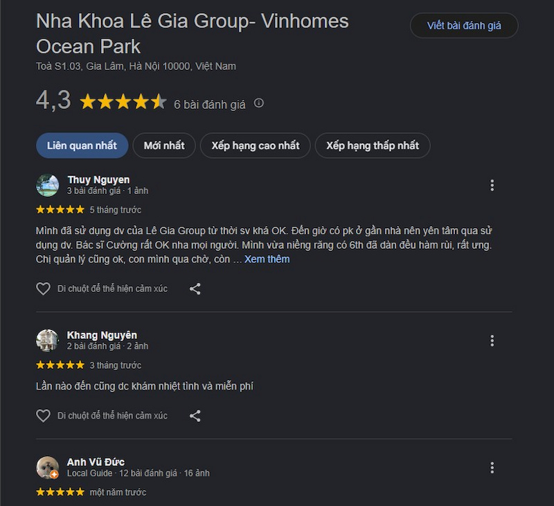 Đánh giá khách hàng
