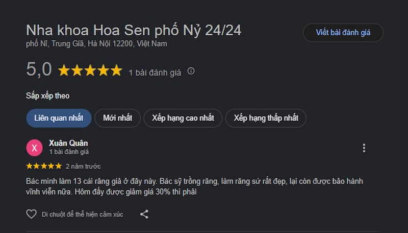 Đánh giá khách hàng
