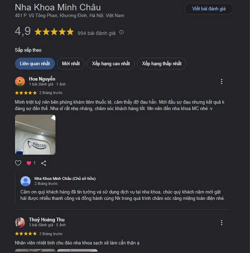 Đánh giá khách hàng