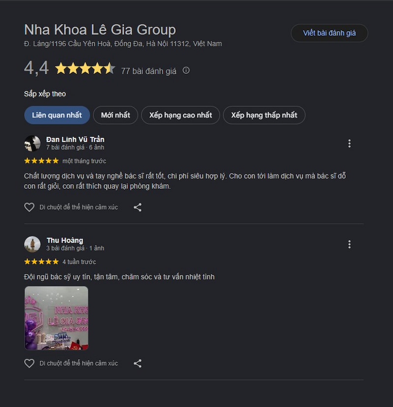 Đánh giá khách hàng