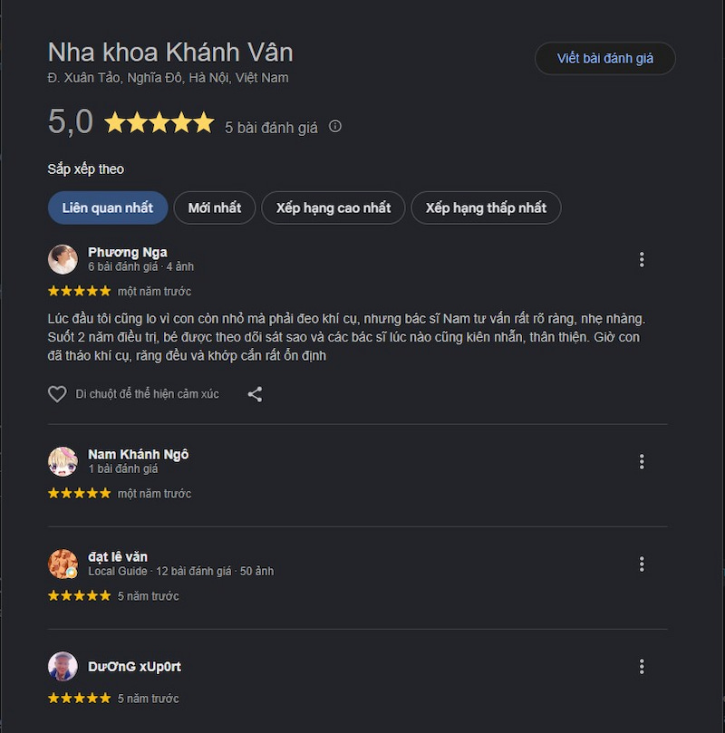 Đánh giá khách hàng